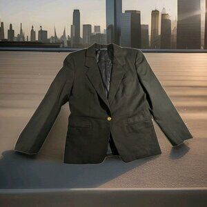 Nordstrom Freedberg Navy Vintage Single Breasted Gold Button Blazer Medium
